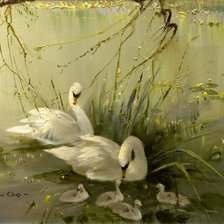 Схема вышивки «лебеди»