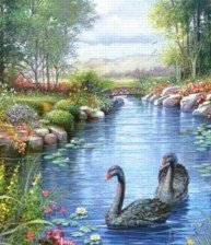 Схема вышивки «лебеди»