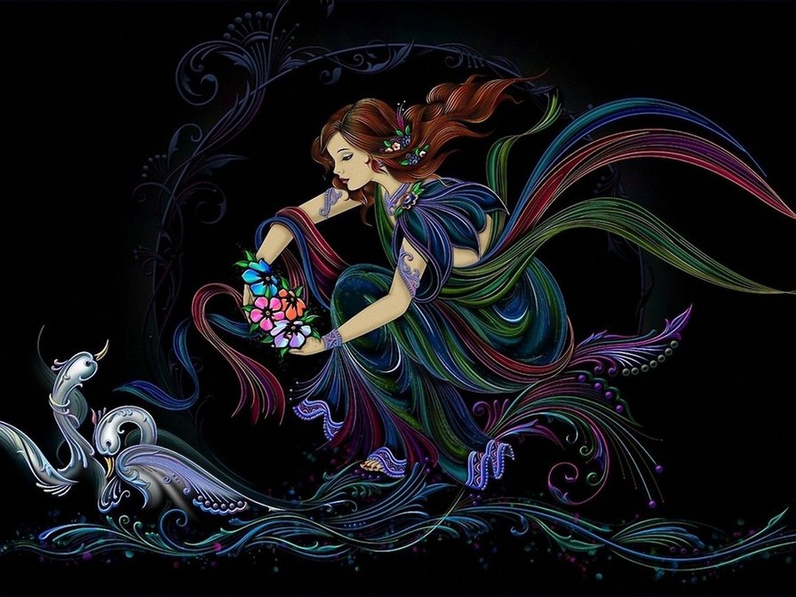 чудо - чудо, девушка, лебеди - оригинал