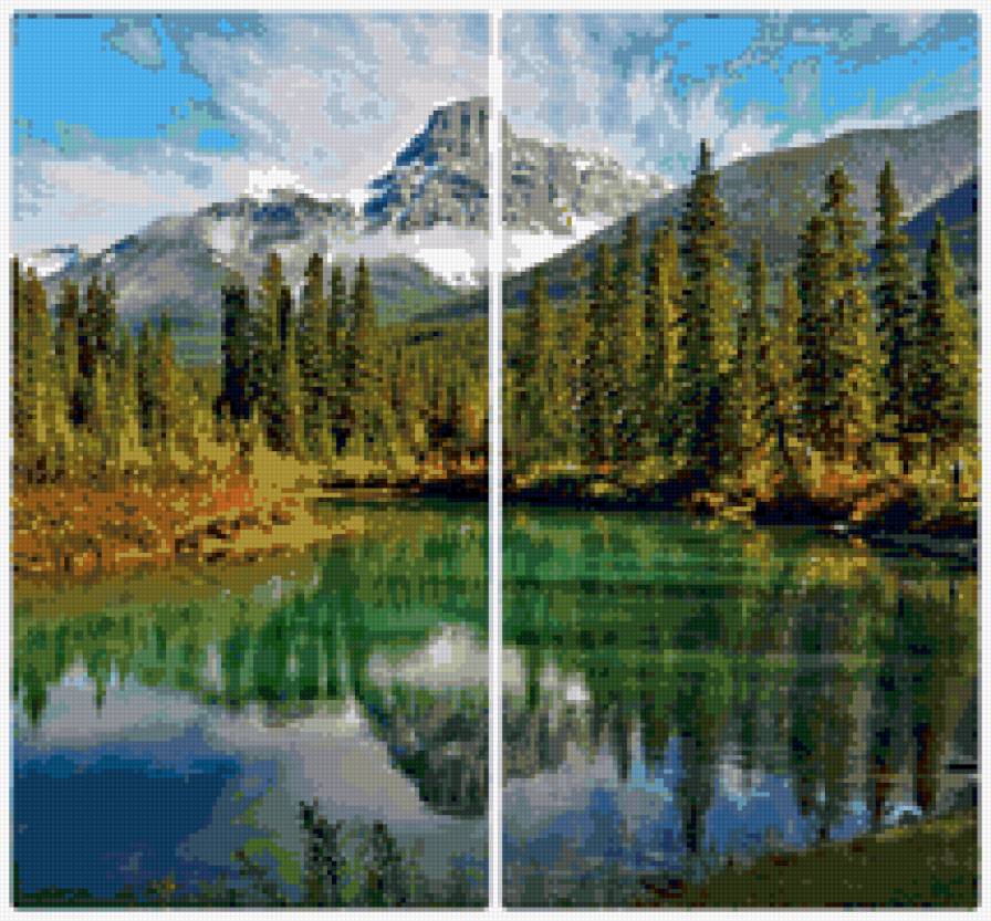 Диптих Горное озеро - горы озеро диптих пейзаж природа - предпросмотр