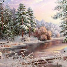 Схема вышивки «зимний пейзаж»