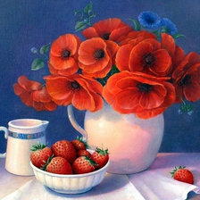 Схема вышивки «Натюрморт с клубникой»