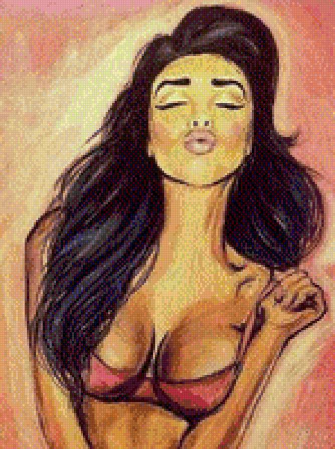 гламур - губы, девушка, волосы, грудь - предпросмотр