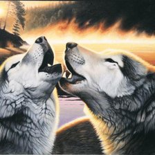 Схема вышивки «волки»