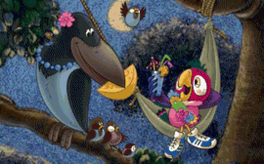 кеша - детская, попугай, ночь, детям, детское, ворона, птицы, мультик - предпросмотр