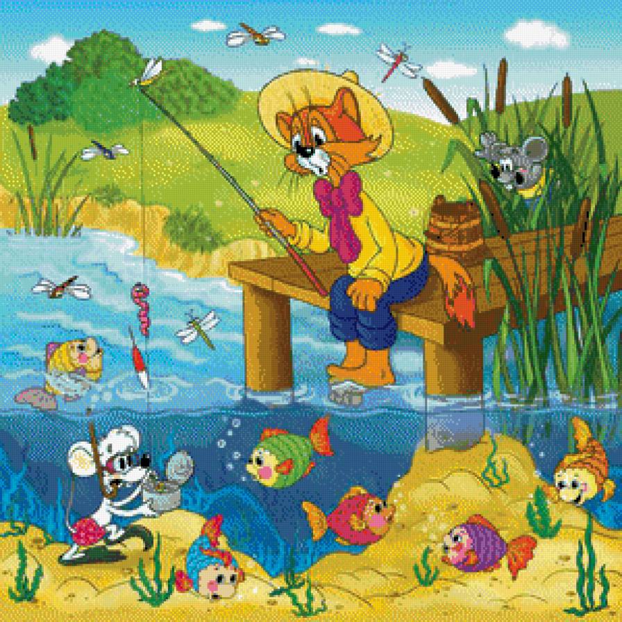 кот леопольд - рыбки, коты, рыбалка, мыши, мышки, мультяшки, детское, детям, мультик - предпросмотр