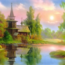 Схема вышивки «одинлка церквушка»