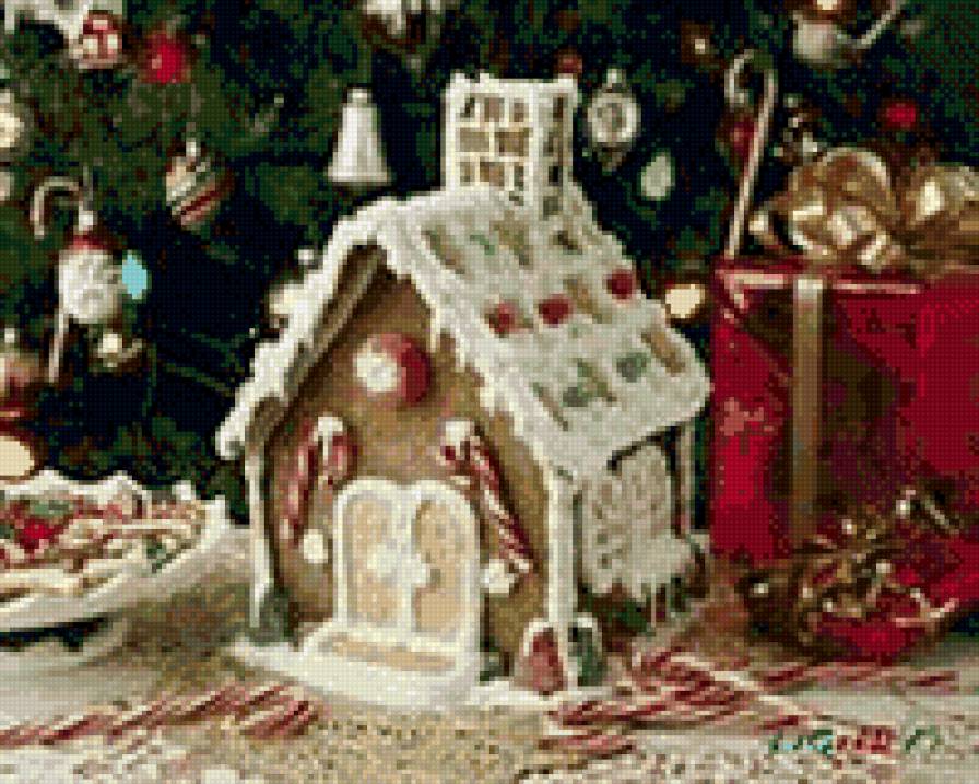 пряничный домик - рождество, новый год, домик, десерт, зима - предпросмотр