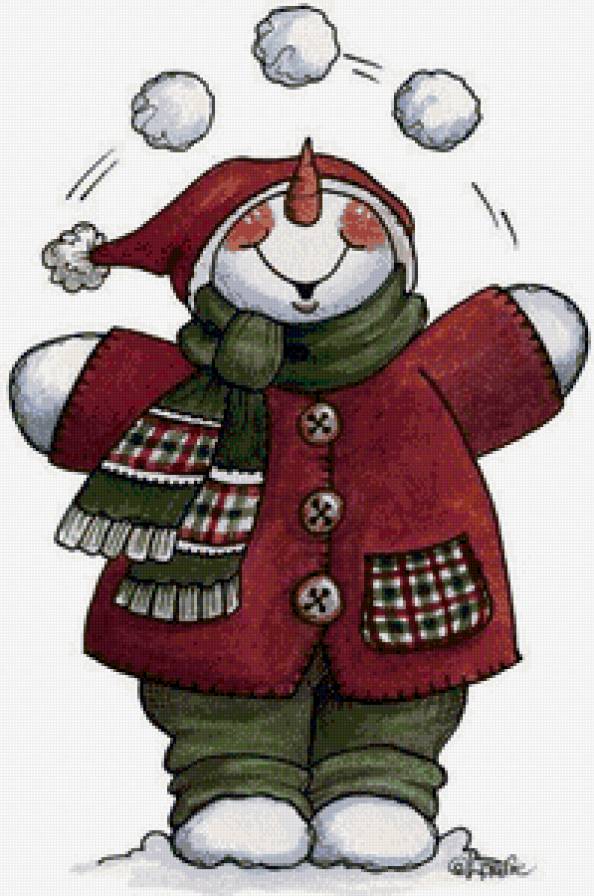 Снеговик жонглер - зима, снег, снеговик - предпросмотр