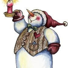 Схема вышивки «Снеговик со свечкой»