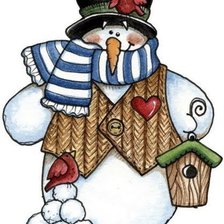 Схема вышивки «Снеговик со скворечником»