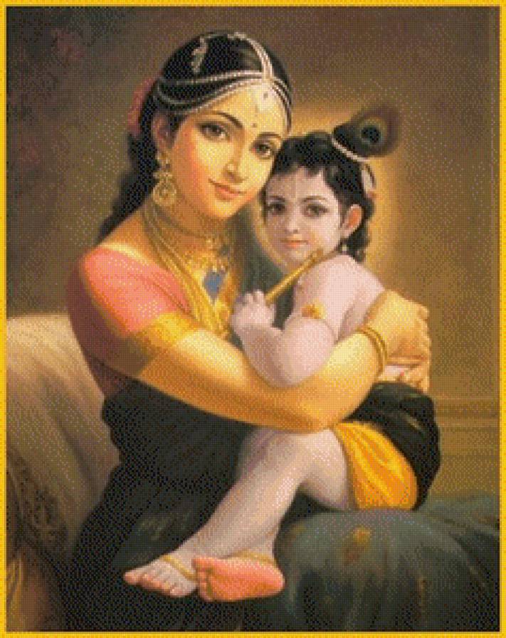 Кришна с мамой - предпросмотр