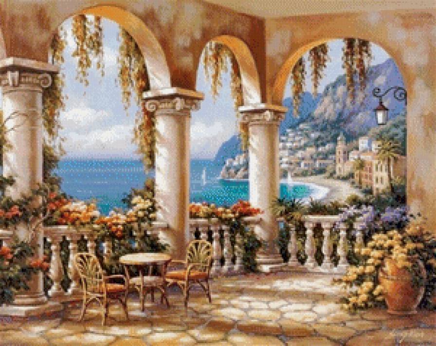 беседка у моря - пейзаж, море - предпросмотр