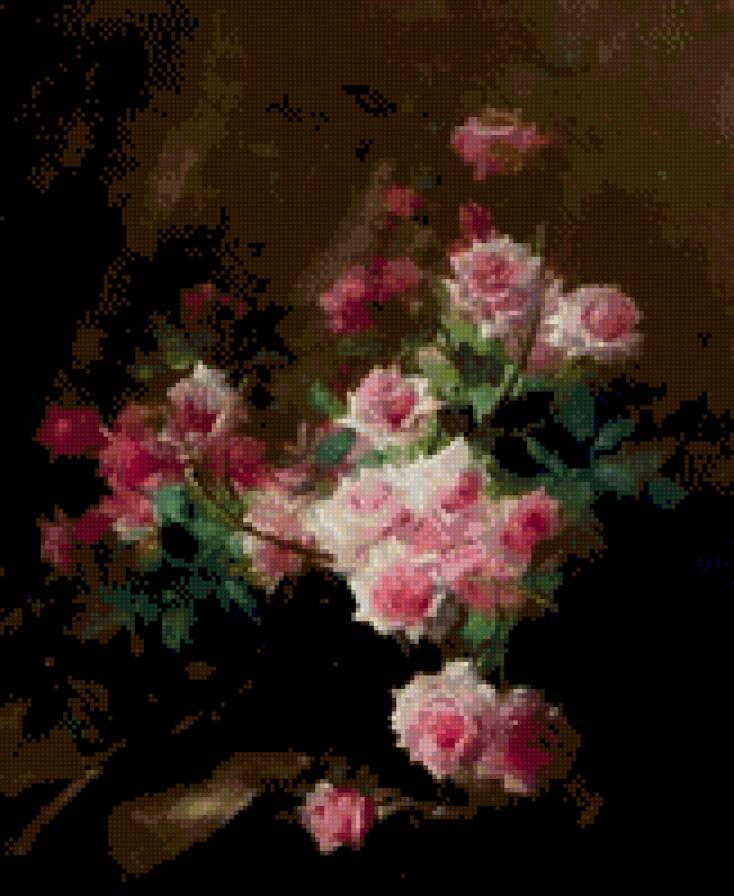 розы - живопись, букет, цветы, роза - предпросмотр