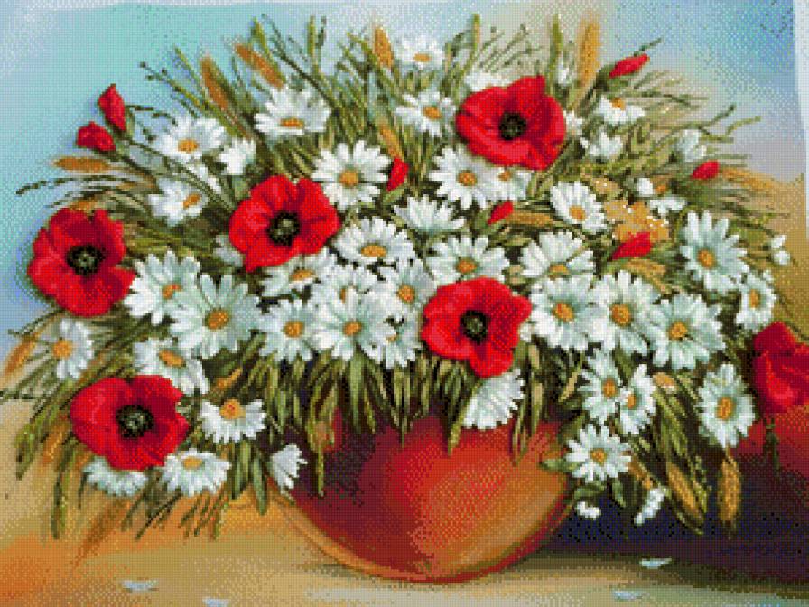 серия "букеты" - цветы.букеты.маки.ромашки - предпросмотр