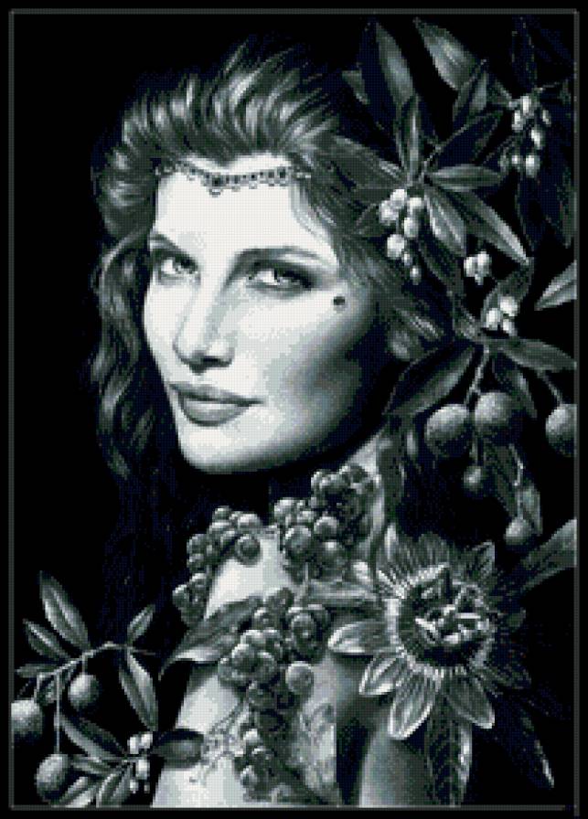 черно белое - черный фон, монохром, девушка, картина - предпросмотр