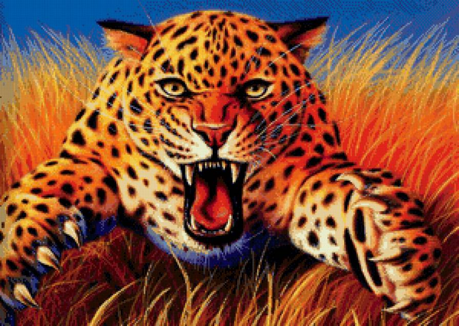 прыжок - леопард, дикие животные, природа - предпросмотр