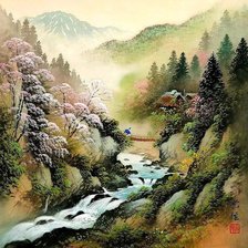 Схема вышивки «китайский пейзаж»