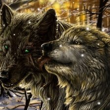 Схема вышивки «волки»