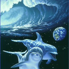 Схема вышивки «дельфины»