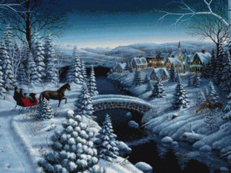 В гости - лес, зима, деревенский пейзаж - предпросмотр