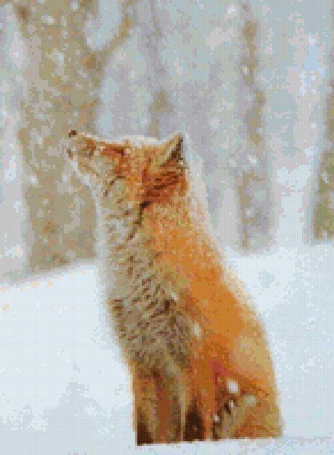 зимовка - лес, животные, снег, зима, лис - предпросмотр