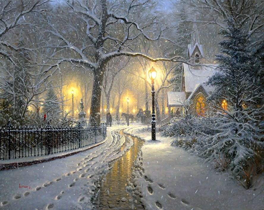 Зимняя дорога - фонарь, дорога, зима - оригинал