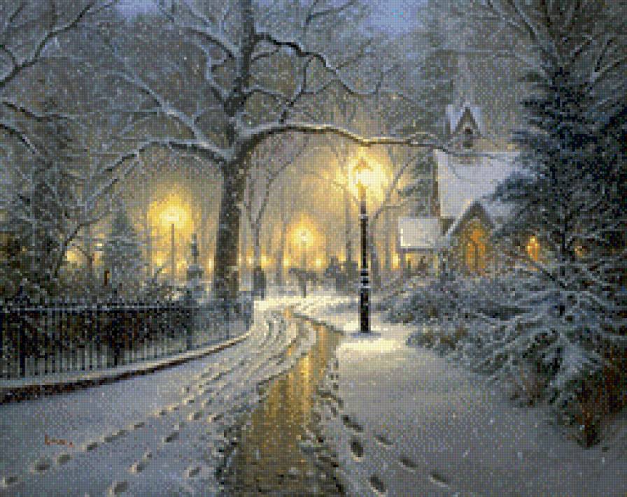 Зимняя дорога - фонарь, зима, дорога - предпросмотр