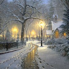 Схема вышивки «Зимняя дорога»