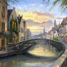 Схема вышивки «город на реке»