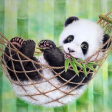 Схема вышивки «Панда в гамаке»