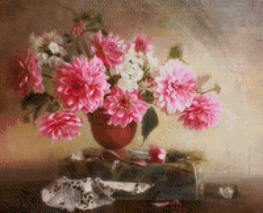 Георгины - натюрморт, цветы - предпросмотр