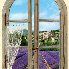 Схема вышивки «campo de lavanda a traves de la ventana»