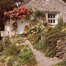 Схема вышивки «cottage con arco de rosas»