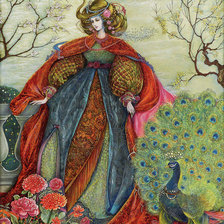 Схема вышивки «dama de los pavos»