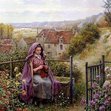 Схема вышивки «daniel_ridgway_knight_in_the_garden»