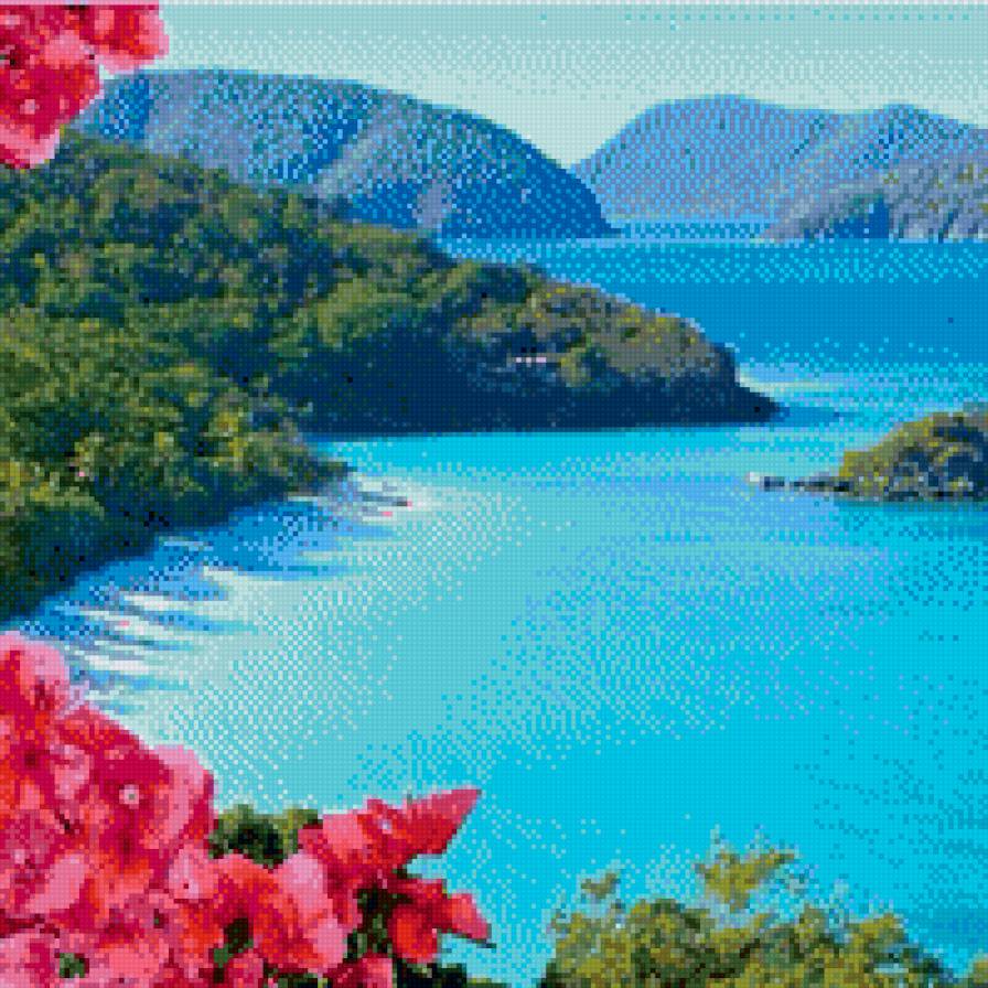 №809633 - цветы, море, лето, пляж, пейзаж - предпросмотр