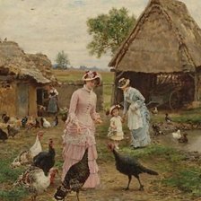 Схема вышивки «Firmin-Girard_Feeding-The-Turkeys»