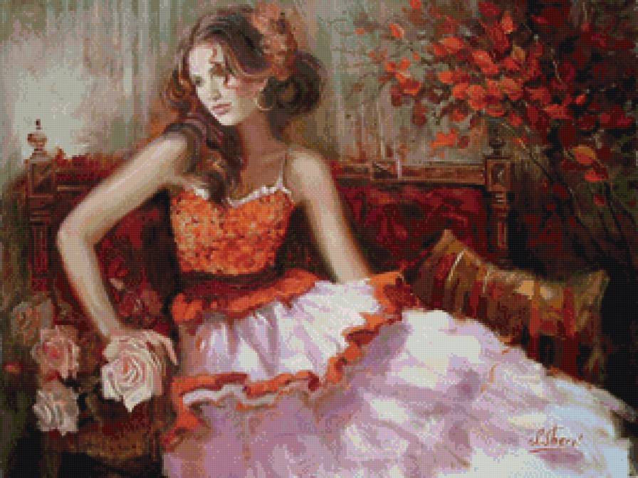 в ожидании - девушка, картина - предпросмотр