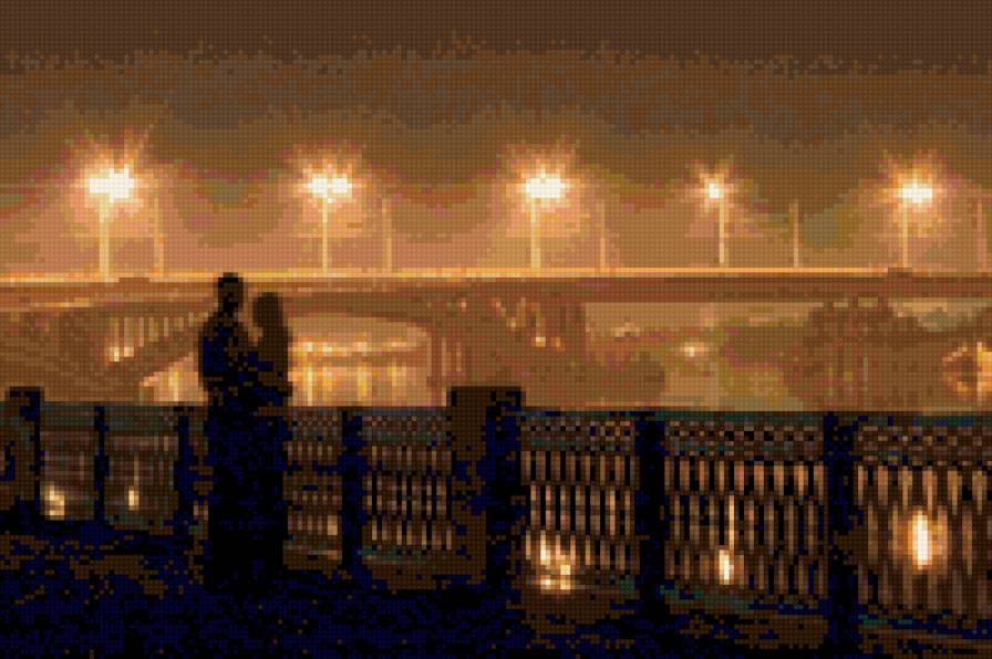 Без любви жить легче. Но без неё нет смысла. - любовь, мост, пара, ночь, прогулка - предпросмотр