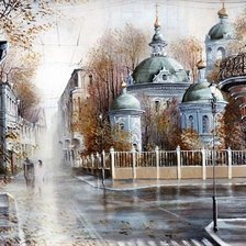 Схема вышивки «Дощ у місті»