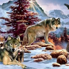 Схема вышивки «Волки»