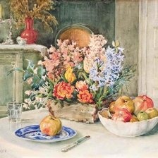 Схема вышивки «СЕРИЯ "НАТЮРМОРТЫ". НАТЮРМОРТ С ЦВЕТАМИ И ЯБЛОКАМИ»