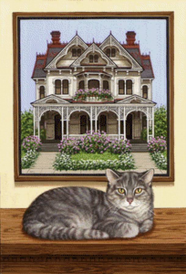 gato con casa victoriana - предпросмотр