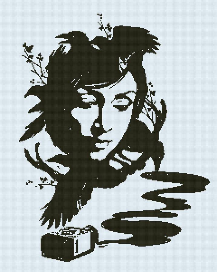 Девушка ворон - монохром, птицы, девушка, вороны - предпросмотр