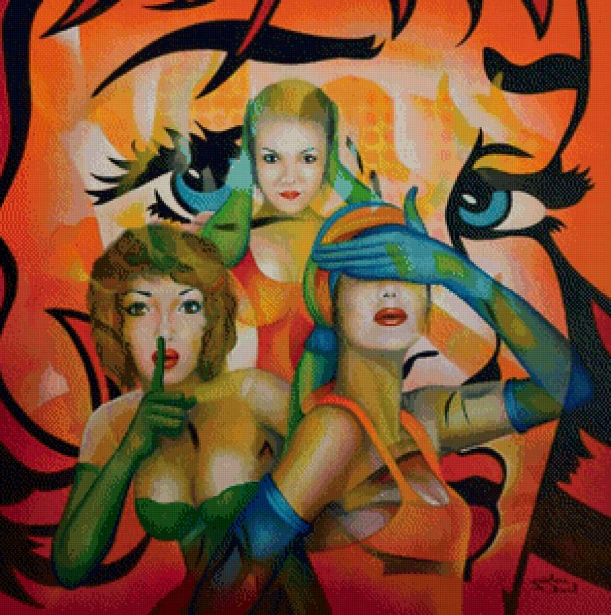 не вижу,не слышу,не скажу - абстракция, девушки - предпросмотр