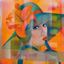 Схема вышивки «девушка в шляпе»