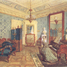 Схема вышивки «СЕРИЯ "ОСОБНЯК БАРОНА ШТИГЛИЦА". ИНТЕРЬЕР СИНЕЙ ГОСТИНОЙ»