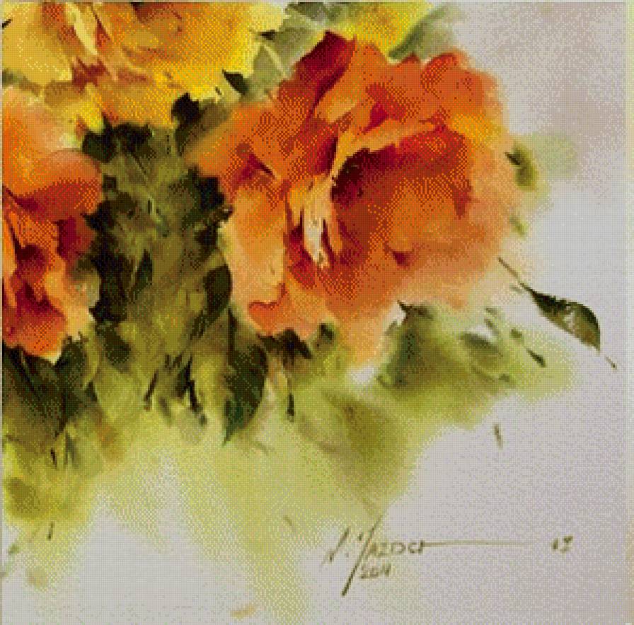 художника Mohammad Yazdchi часть2 - акварель цветы в частях - предпросмотр