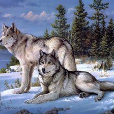 Схема вышивки «Волки»